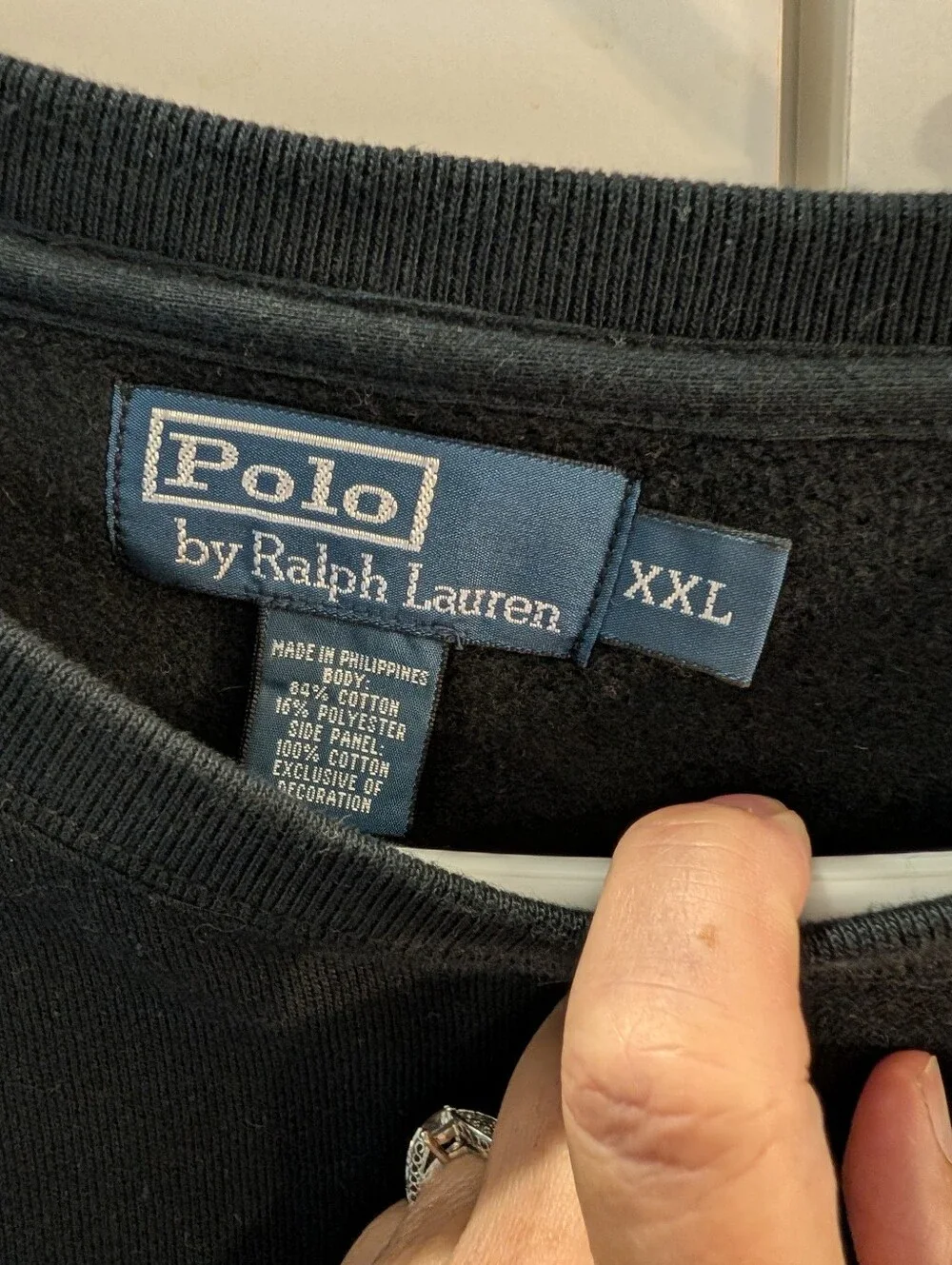 Polo by Ralph Lauren Black Crewneck Sweatshirt with Red Pony Logo